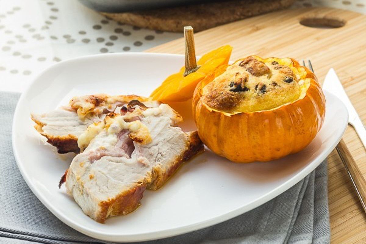 Rôti Orloff et ses petites courges Jack be Little farcies aux champignons