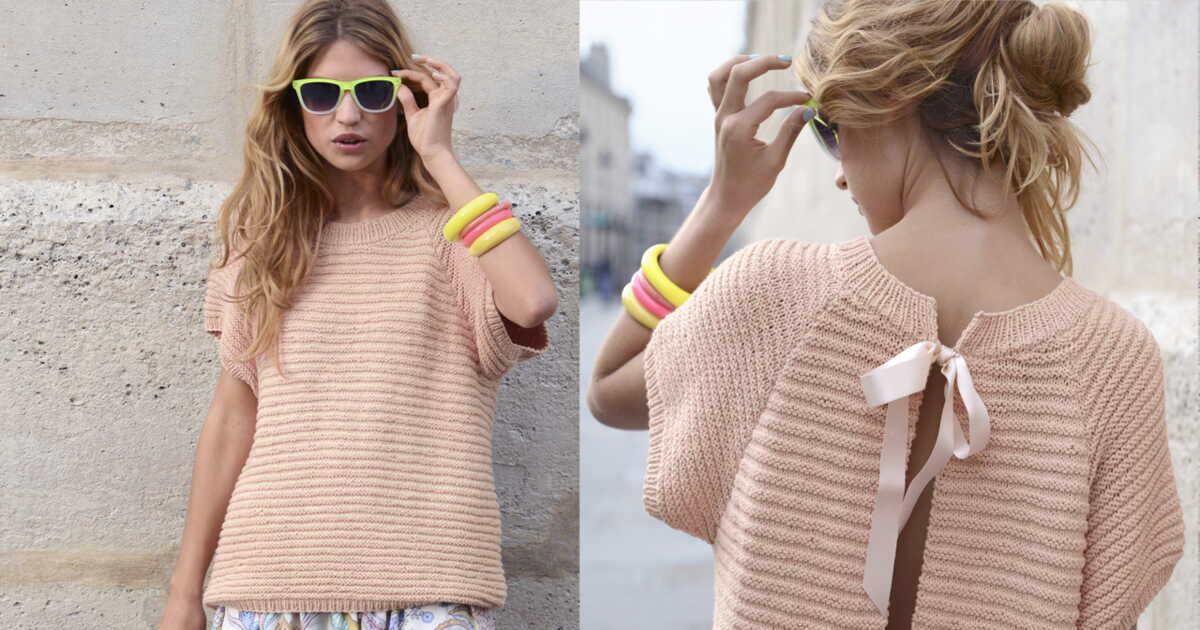 Tricotez votre style : le pull blouse rose poudré à réaliser soi-même