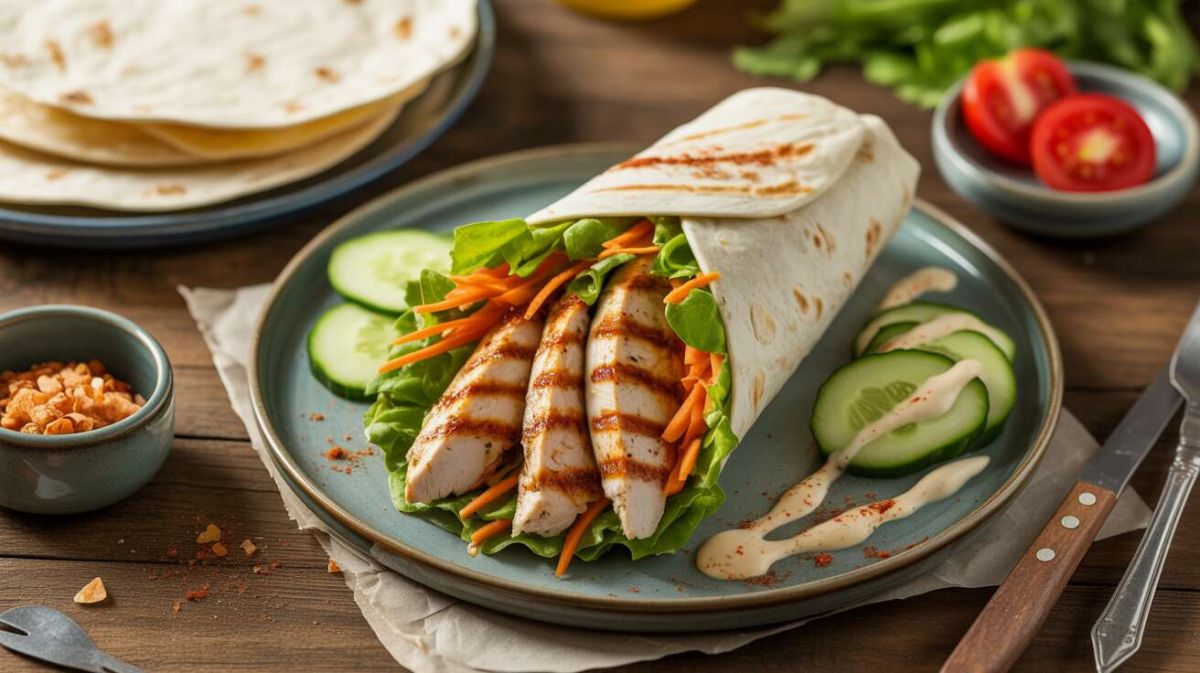 Wrap au poulet grillé et crudités : un délice estival à savourer