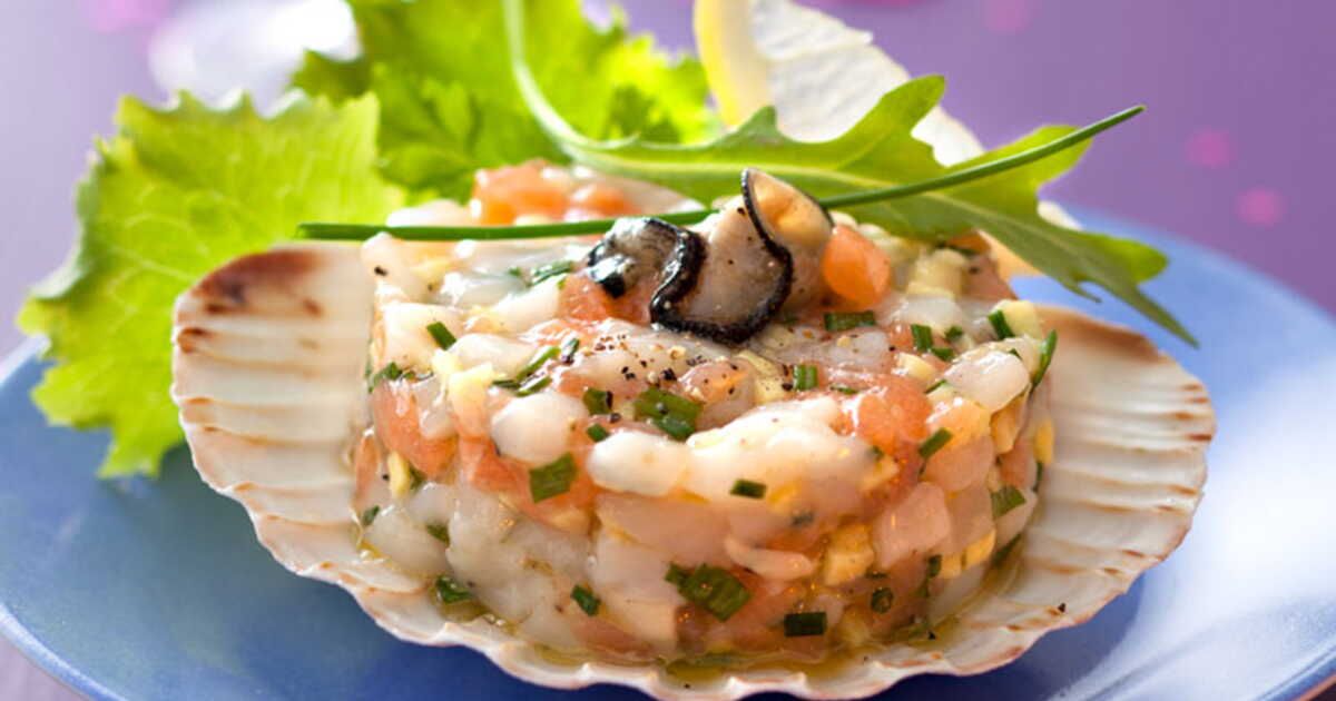 Un délice marin : tartare d'huîtres et de saint-jacques au gingembre