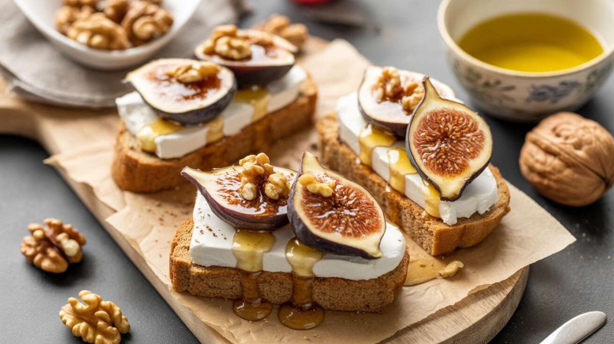 Recette de toasts au fromage, figues et pain d’épices