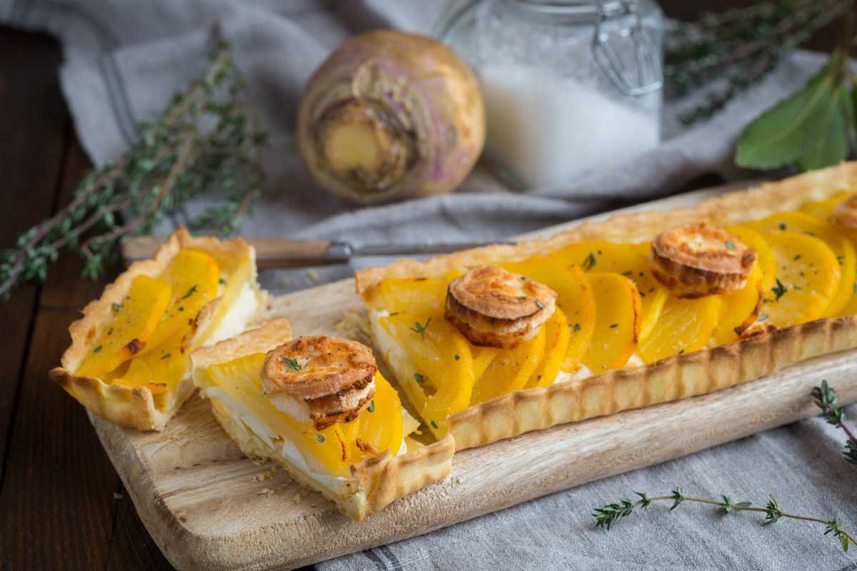 Découverte gustative : tarte au rutabaga, chèvre et miel